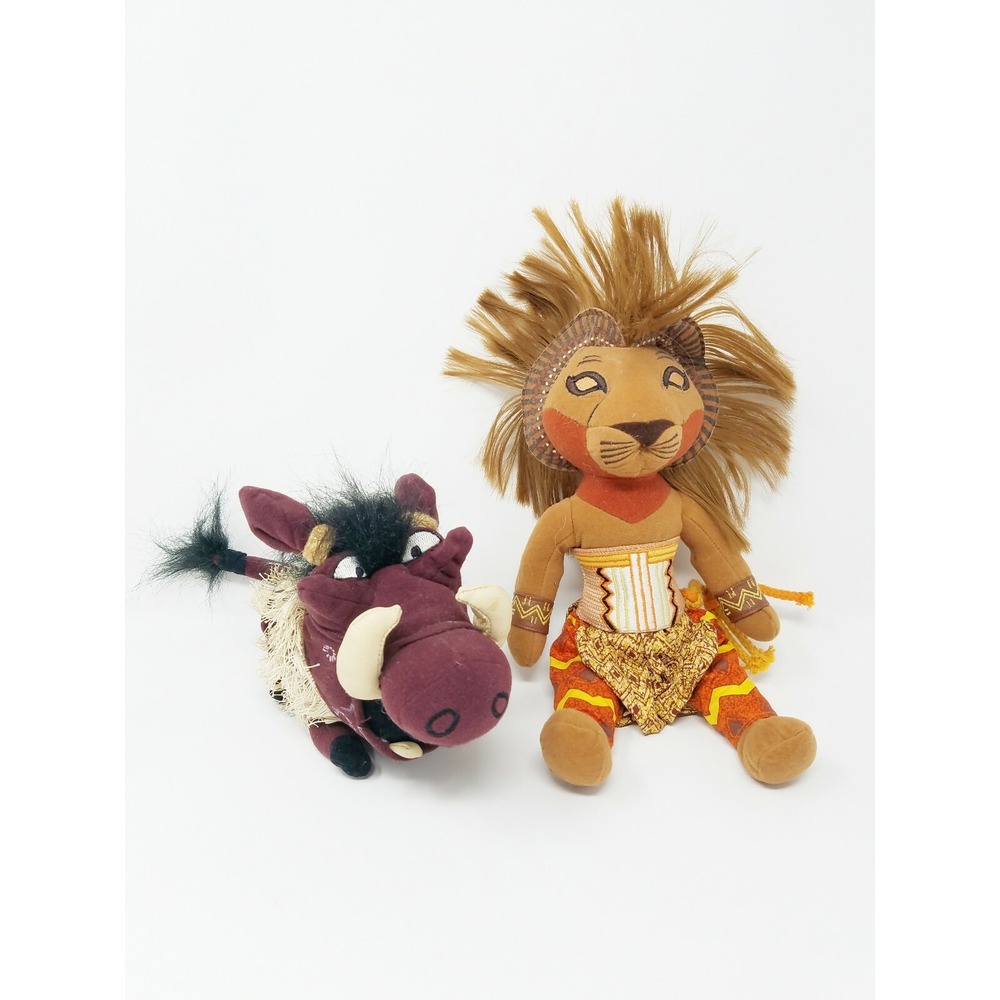 The Lion King Disney Simba and Pumbaa Broadway Musical stuffed plush set of 2